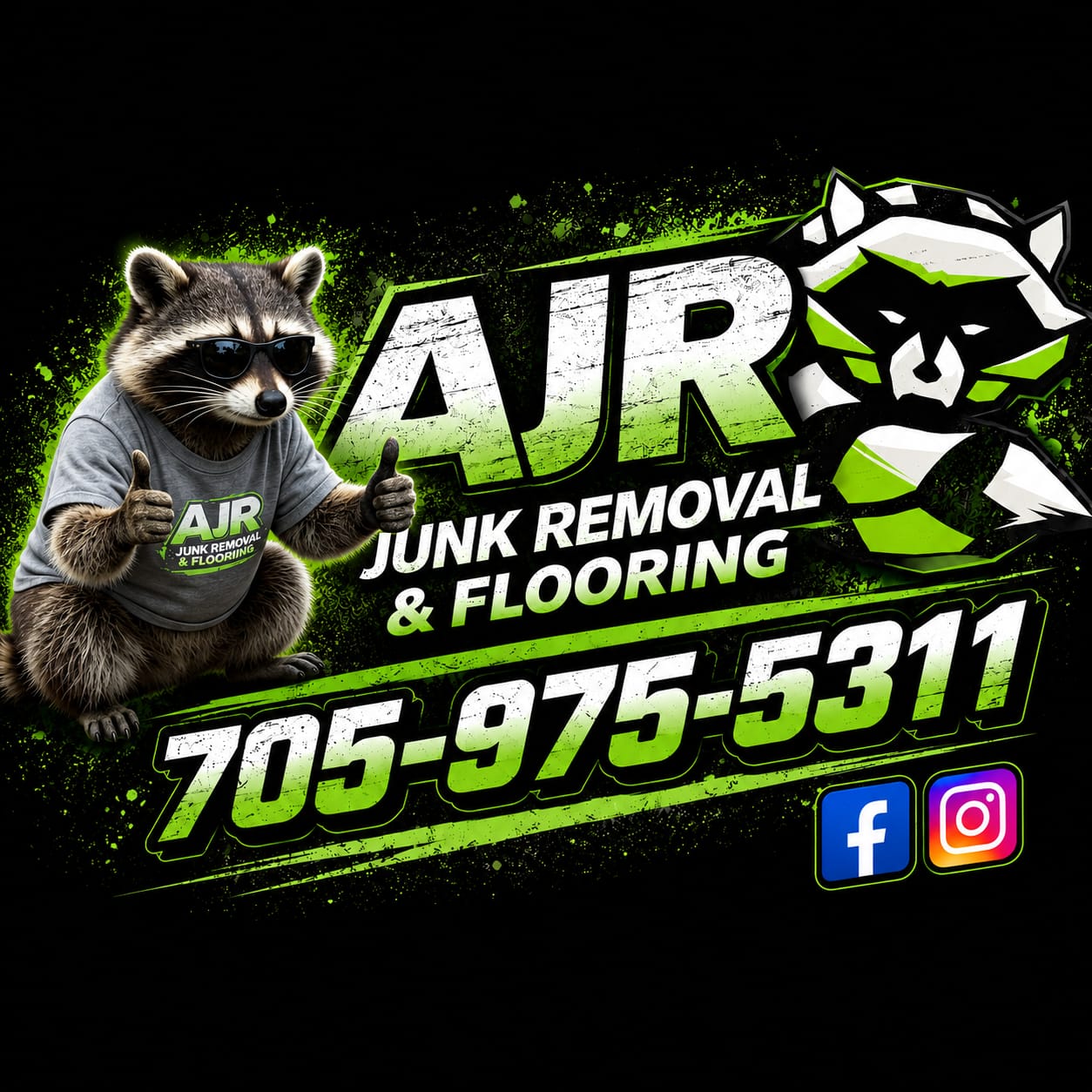 Barry Whitecoon, the friendly AJR mascot, giving a thumbs up wearing sunglasses and an AJR shirt